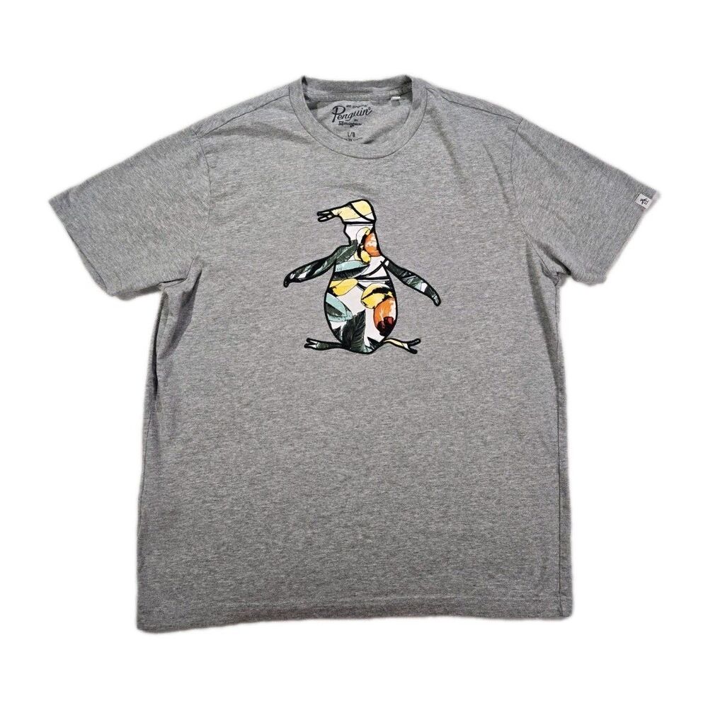 Mens Penguin Short Sleeve T Shirt Gray Large